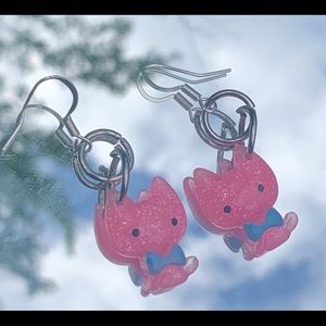 Bow tie cat earrings